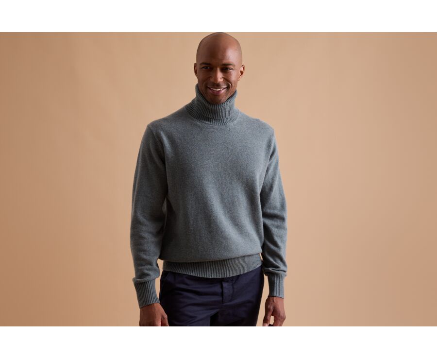 Green Melange wool roll-neck jumper - KENNERIC