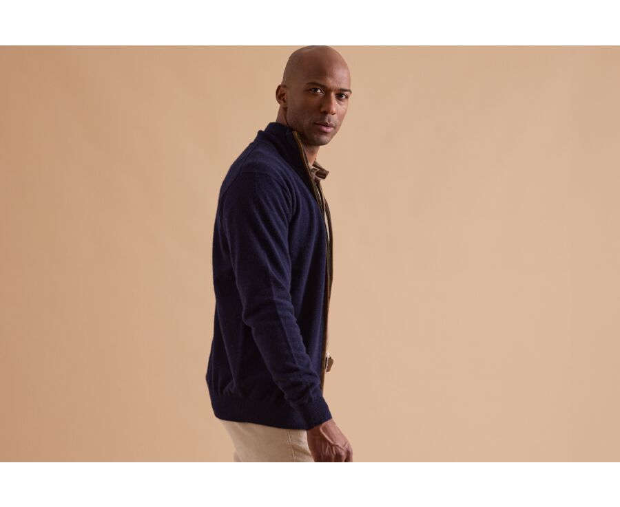 Men's navy wool cardigan - KANTHER