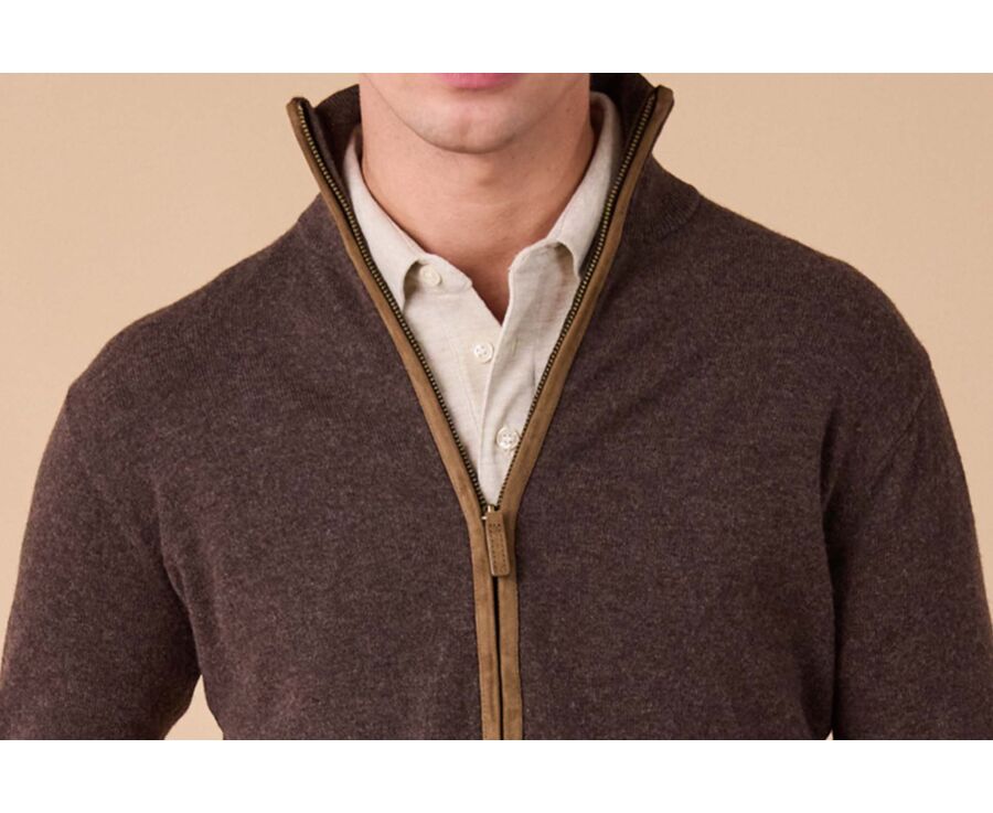 Men's dark chocolate wool cardigan - KANTHER