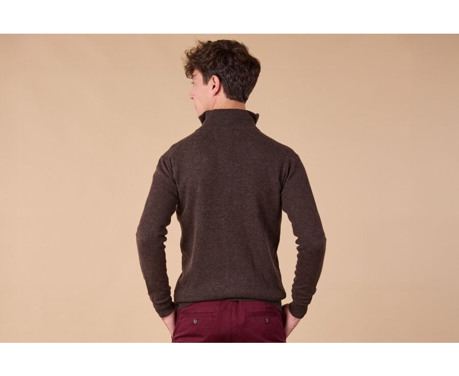 Men's dark chocolate wool cardigan - KANTHER