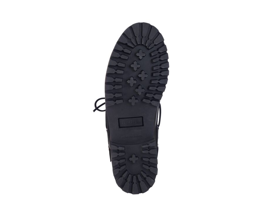 Men's black leather boat shoe with lug sole - BOCA RATON II