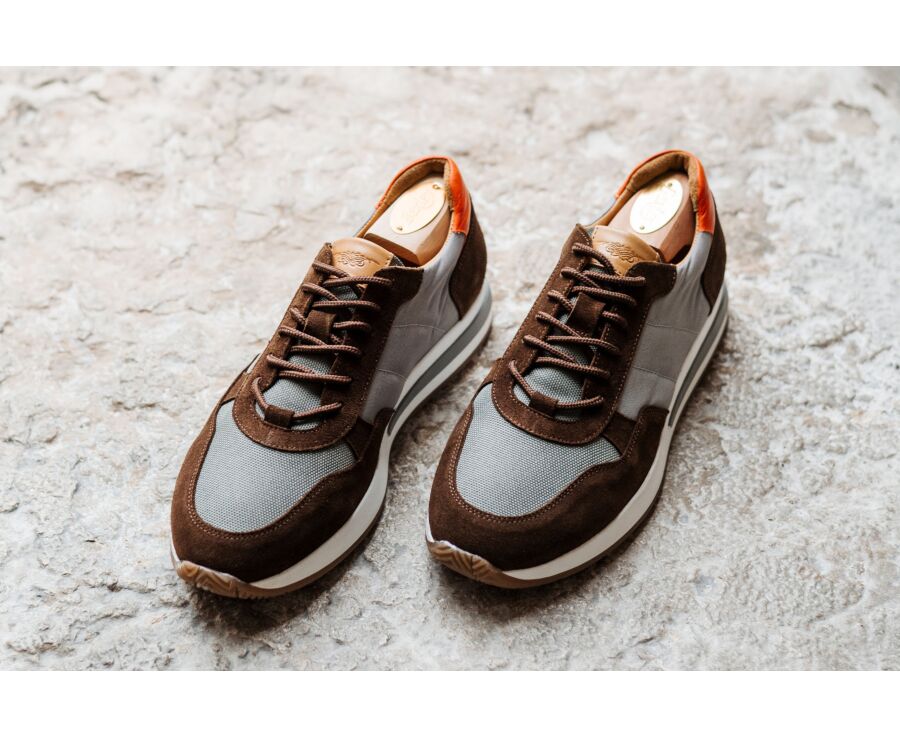 Men’s sneakers - Chocolate suede and grey - NIRRANDA II