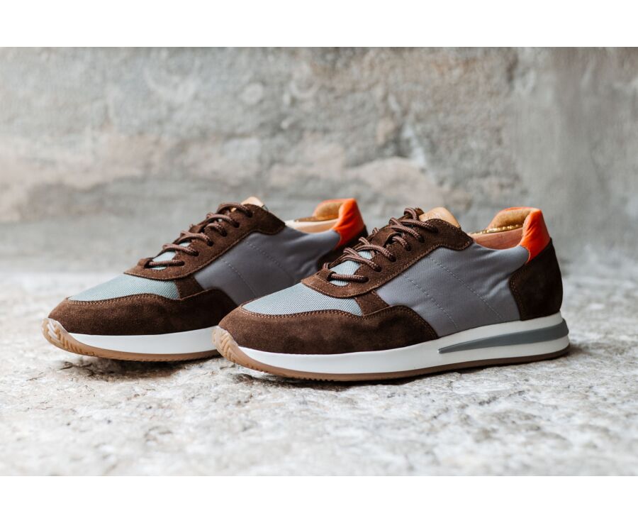 Men’s sneakers - Chocolate suede and grey - NIRRANDA II