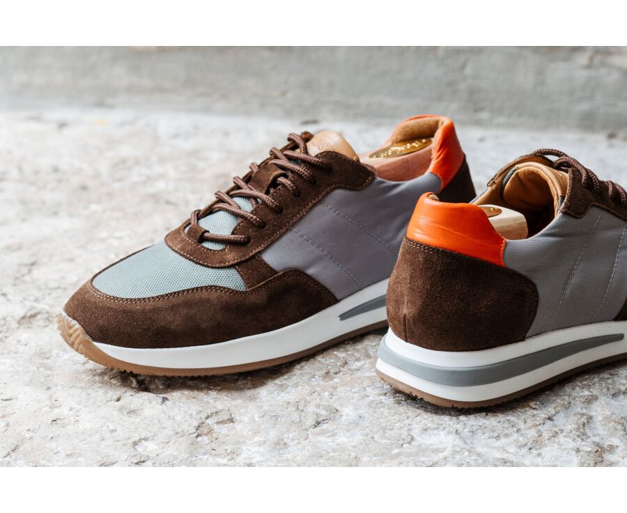 Men’s sneakers - Chocolate suede and grey - NIRRANDA II