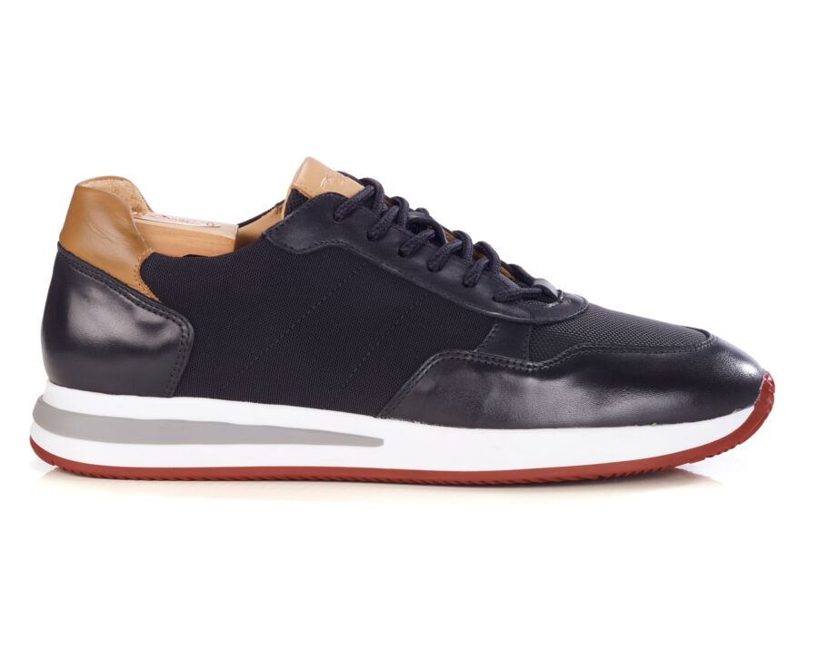 Men's black leather and mesh sporty sneaker - NIRRANDA II