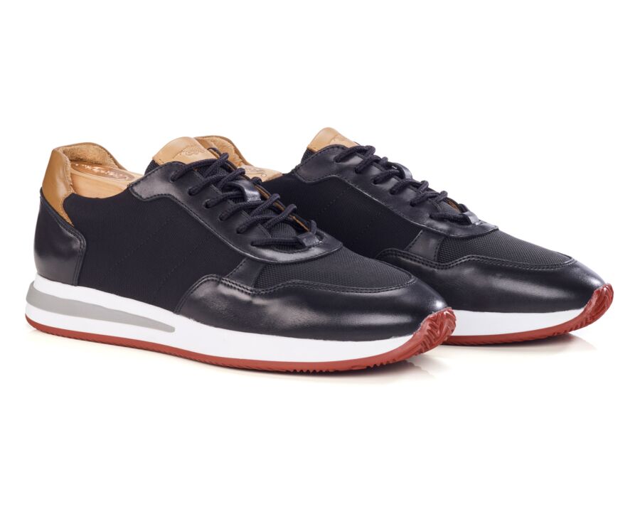 Men's black leather and mesh sporty sneaker - NIRRANDA II