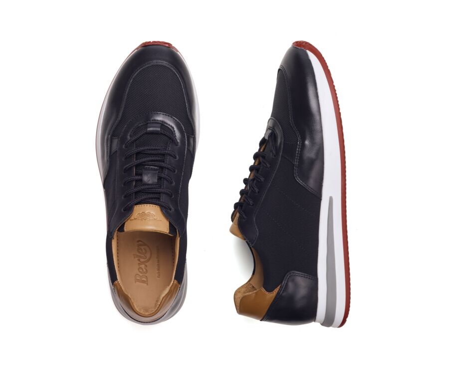 Men's black leather and mesh sporty sneaker - NIRRANDA II