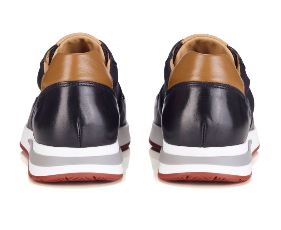 Men's black leather and mesh sporty sneaker - NIRRANDA II