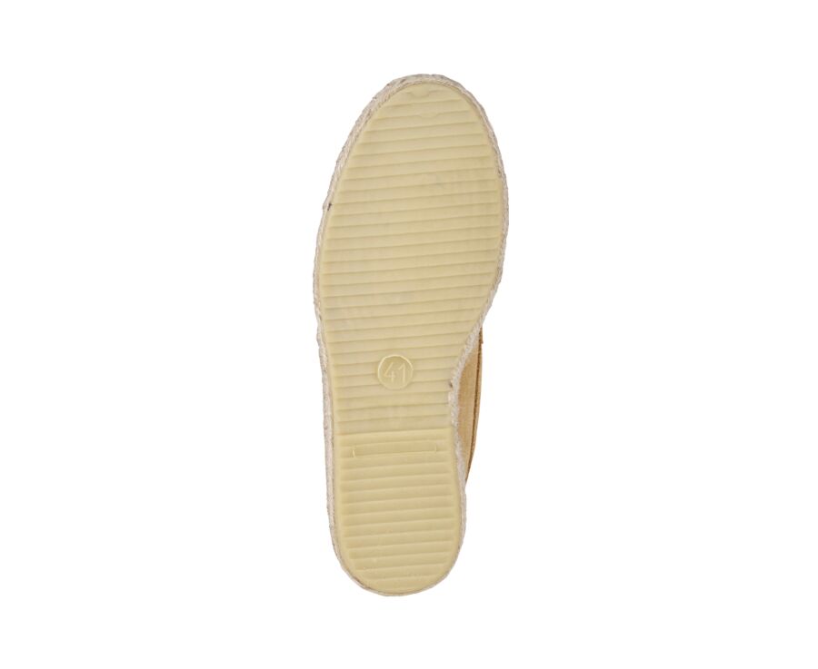 Velvet Beige Suede Men's Moccasins with espadrille sole - PANAREA