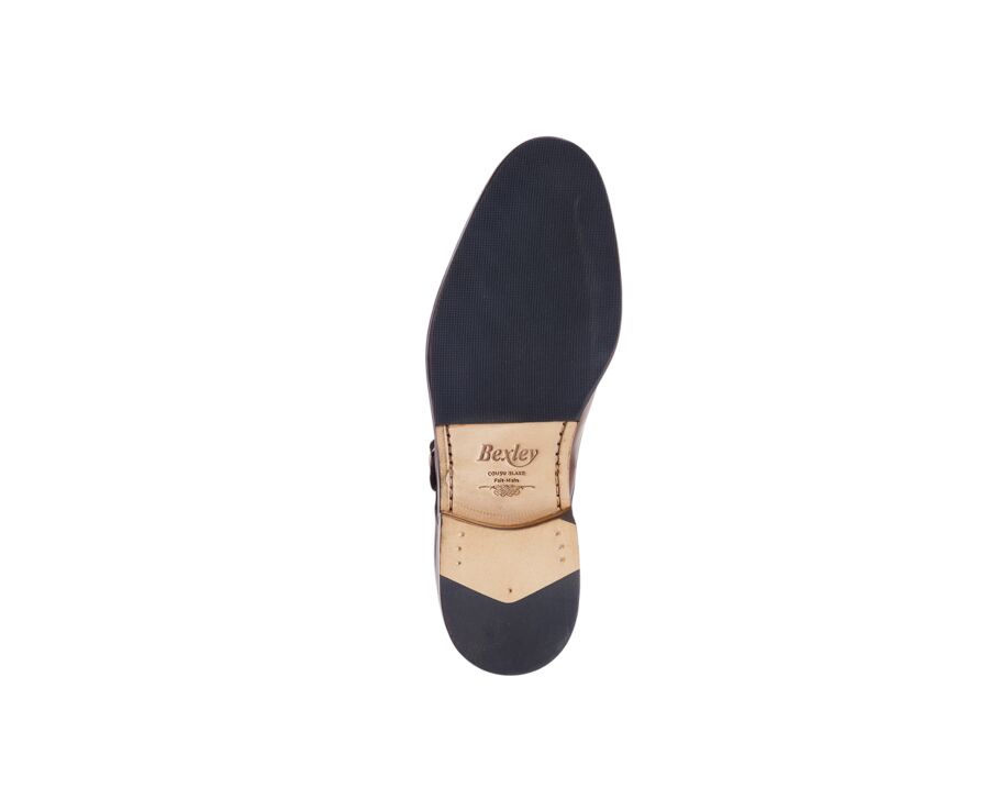 Patina Chestnut Leather Buckle Shoes - GREYDALE PATIN