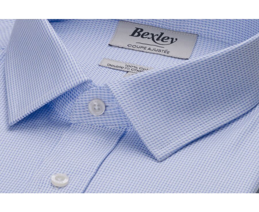 Men’s light blue twill shirt with a textured finish  - SYLVÉNIAS