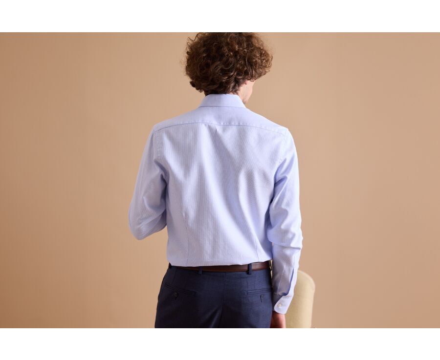 Men’s light blue twill shirt with a textured finish  - SYLVÉNIAS