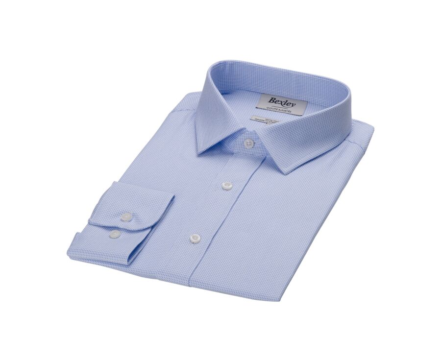 Men’s light blue twill shirt with a textured finish  - SYLVÉNIAS