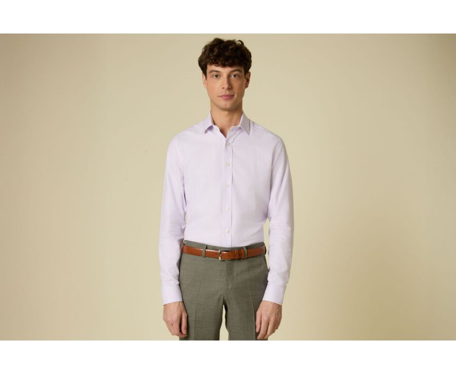 Men’s lilac twill shirt with a textured finish - SYLVÉNIAS