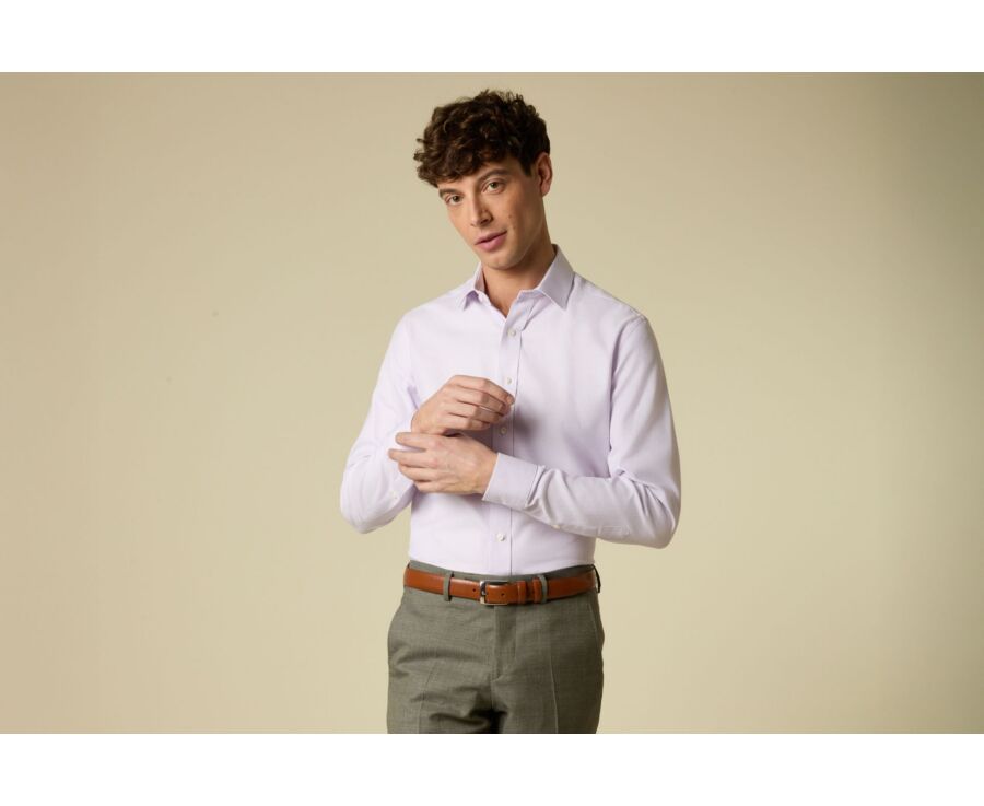 Men’s lilac twill shirt with a textured finish - SYLVÉNIAS