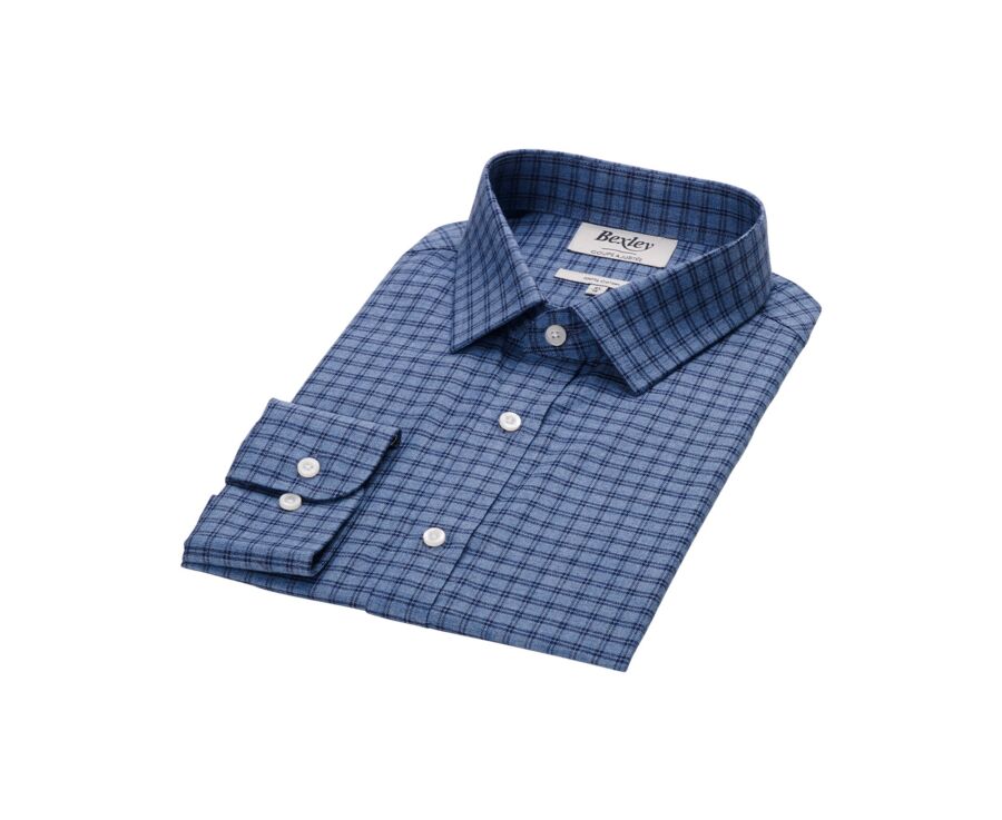 Blue Melange and navy Cotton Flannel shirt  - SYLVÉNIUS
