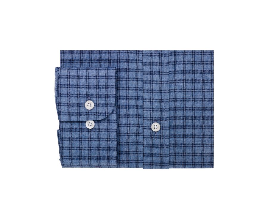 Blue Melange and navy Cotton Flannel shirt  - SYLVÉNIUS