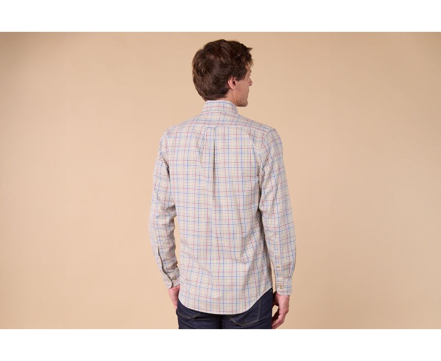 Flannel shirt - Khaki, red and blue Checks - SHANTON