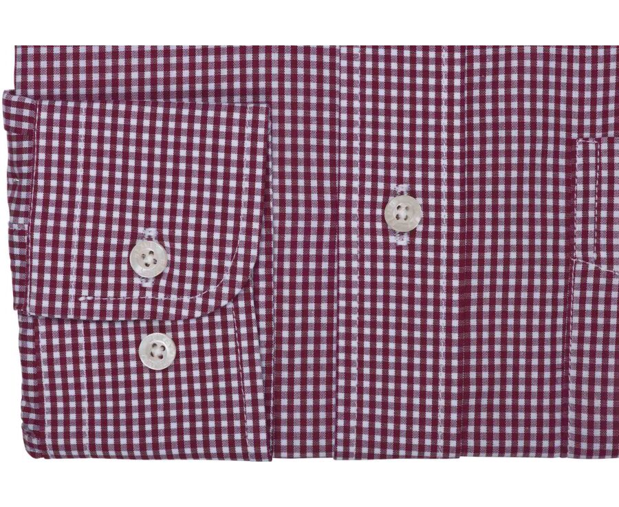 Men's burgundy gingham poplin shirt - JACEN