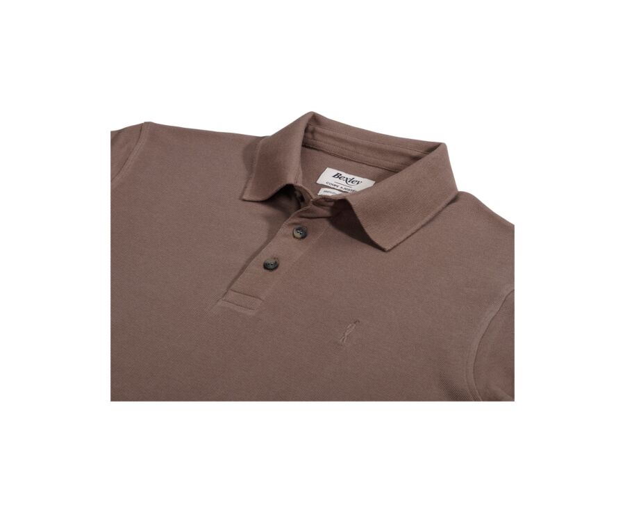 Taupe Melange Men's long sleeve polo shirt - ALEC III ML