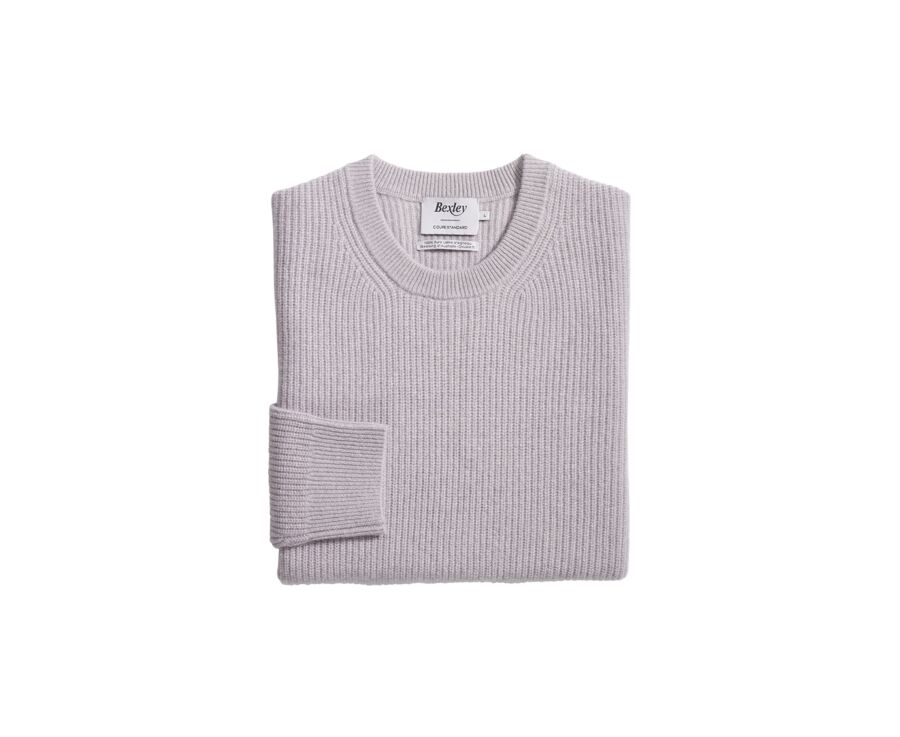 Men's wool round-neck jumper Light grey melange - COLTAN
