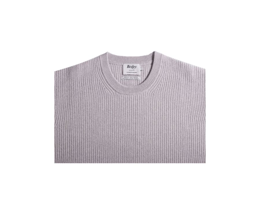 Men's wool round-neck jumper Light grey melange - COLTAN