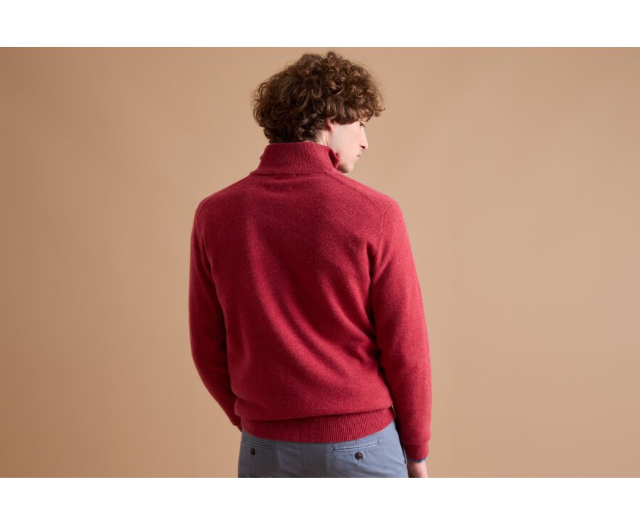 Red and Dark Blue Mottled half-zip wool jumper - KEYDEN
