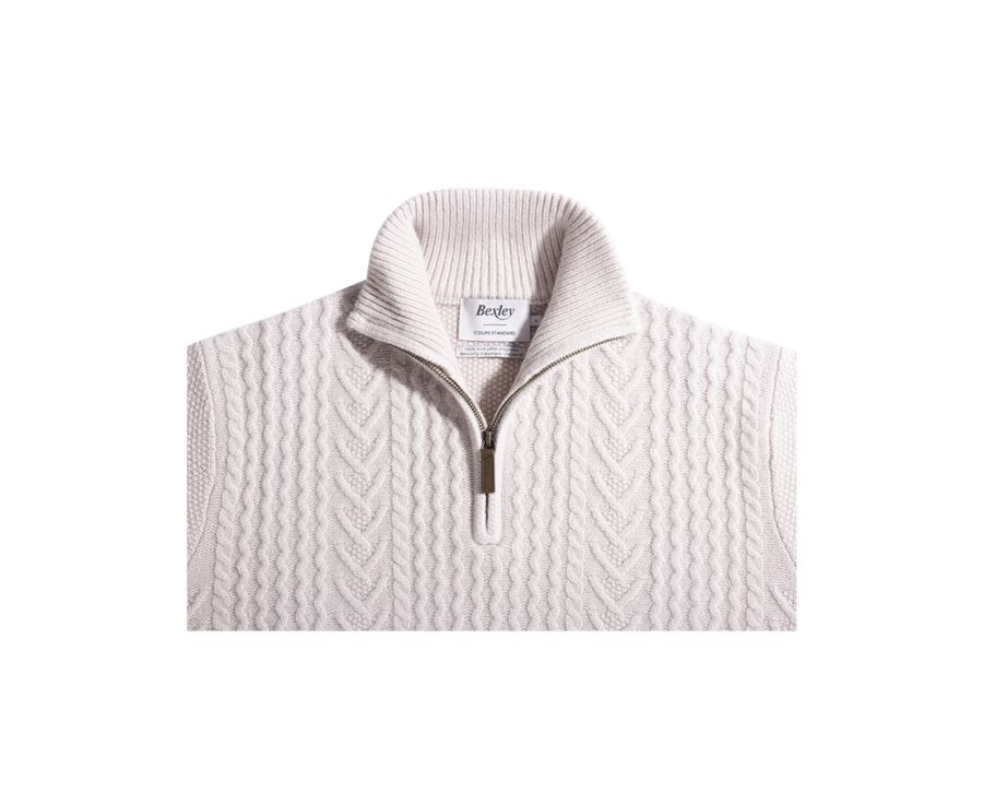 Light Beige half-zip wool jumper - KENLEY