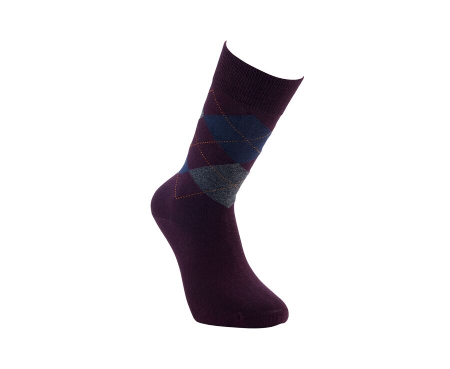 Men's burgundy & grey argyle socks