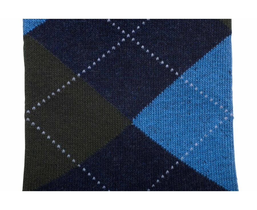 Men's blue mélange & green argyle socks