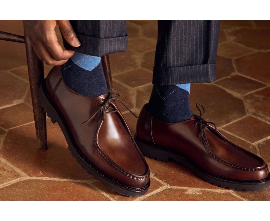 Men's blue mélange & green argyle socks