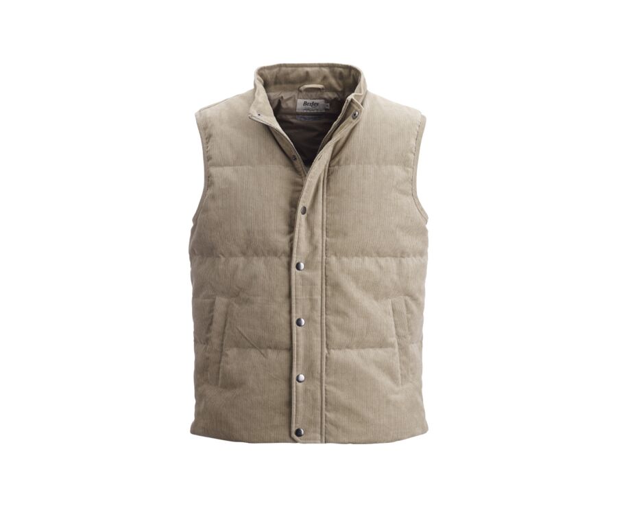 Light Olive Corduroy Down Gilet - HILMAR