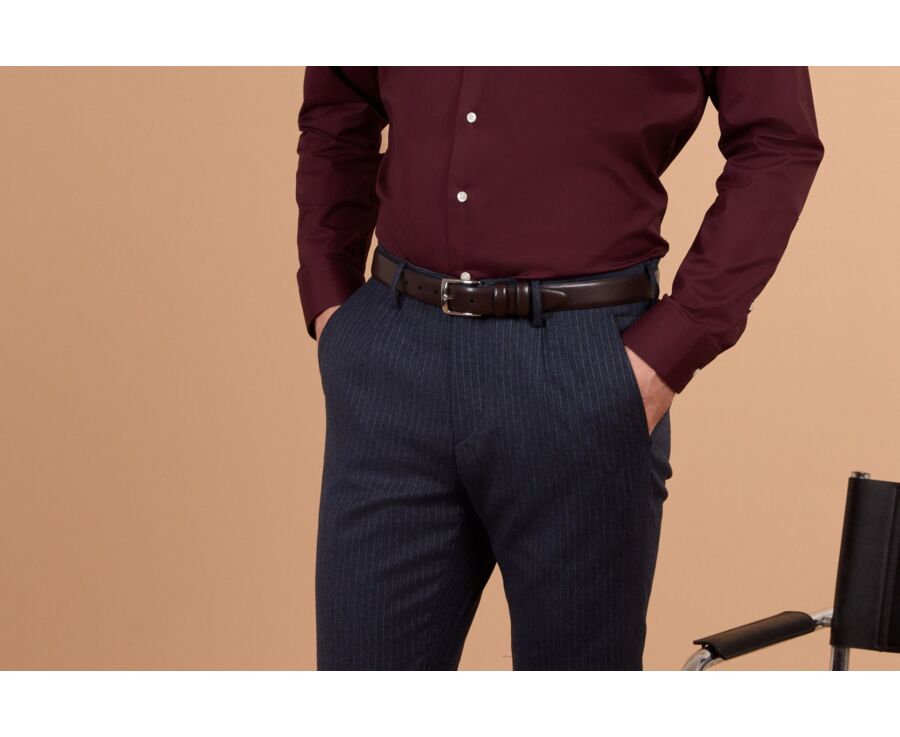 Men's striped suit trousers in navy and grey - LAURIAN