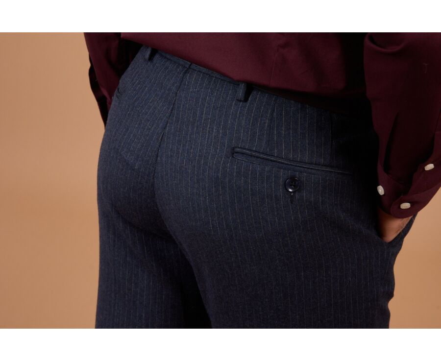 Men's striped suit trousers in navy and grey - LAURIAN