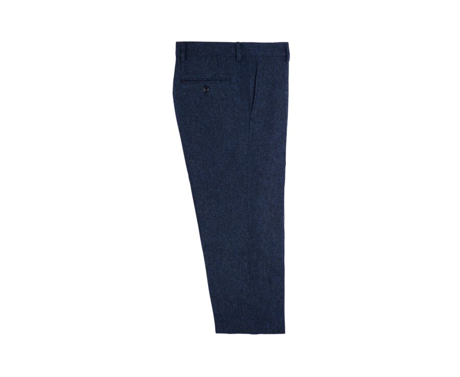Men's herringbone tweed suit trousers in navy - LAURIAN