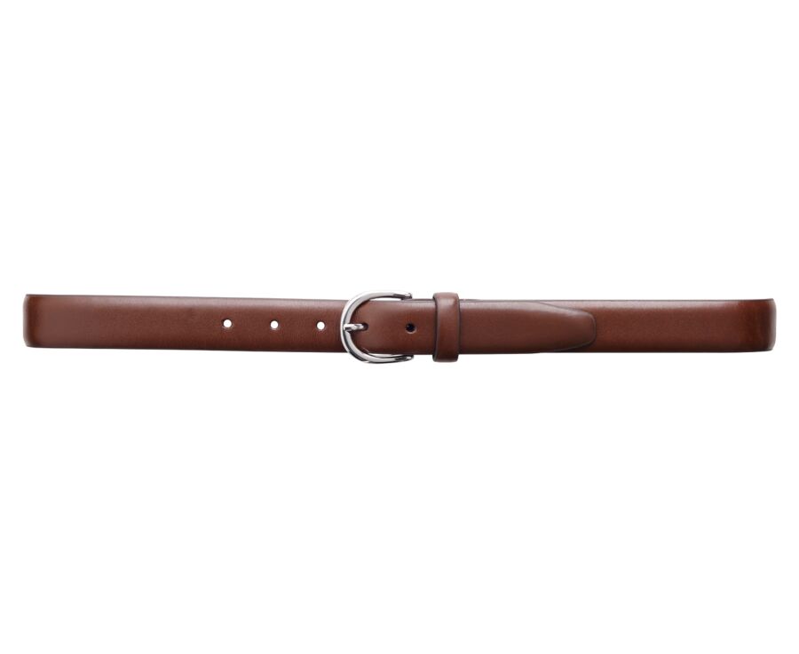 Patina Cognac leather belt for men - SANDGATE SILVER