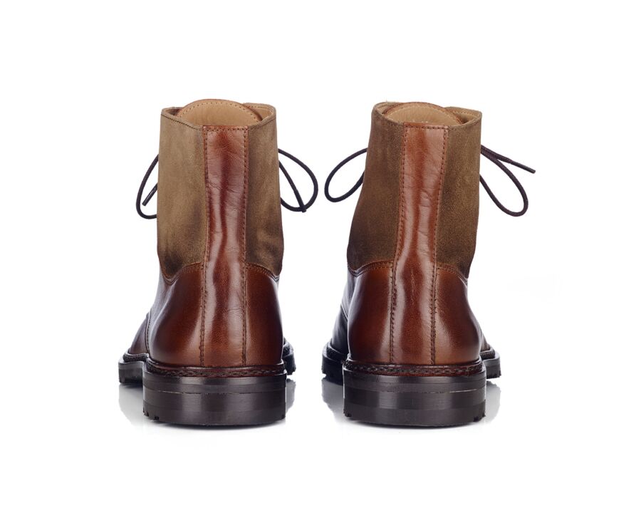 Patinated Cognac and Taupe lace-up Boots Derby shoes - IRVING II GOMME