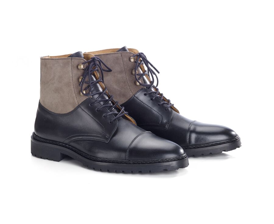 Black and Taupe Suede lace-up Boots Derby shoes - IRVING II GOMME