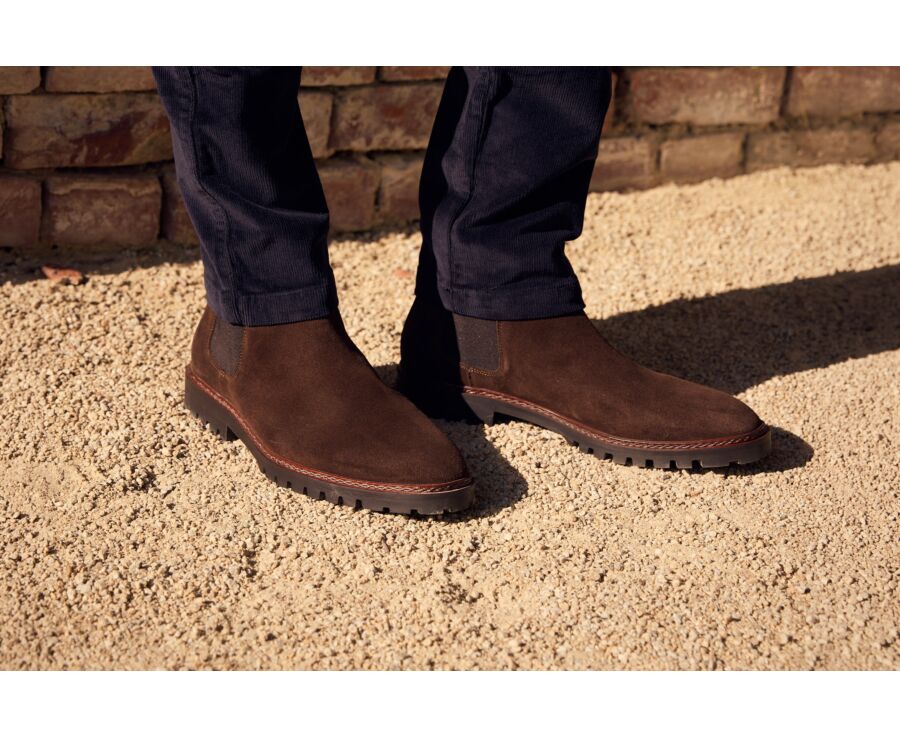 Men's chocolate suede Chelsea boot - WALTERSTON GOMME