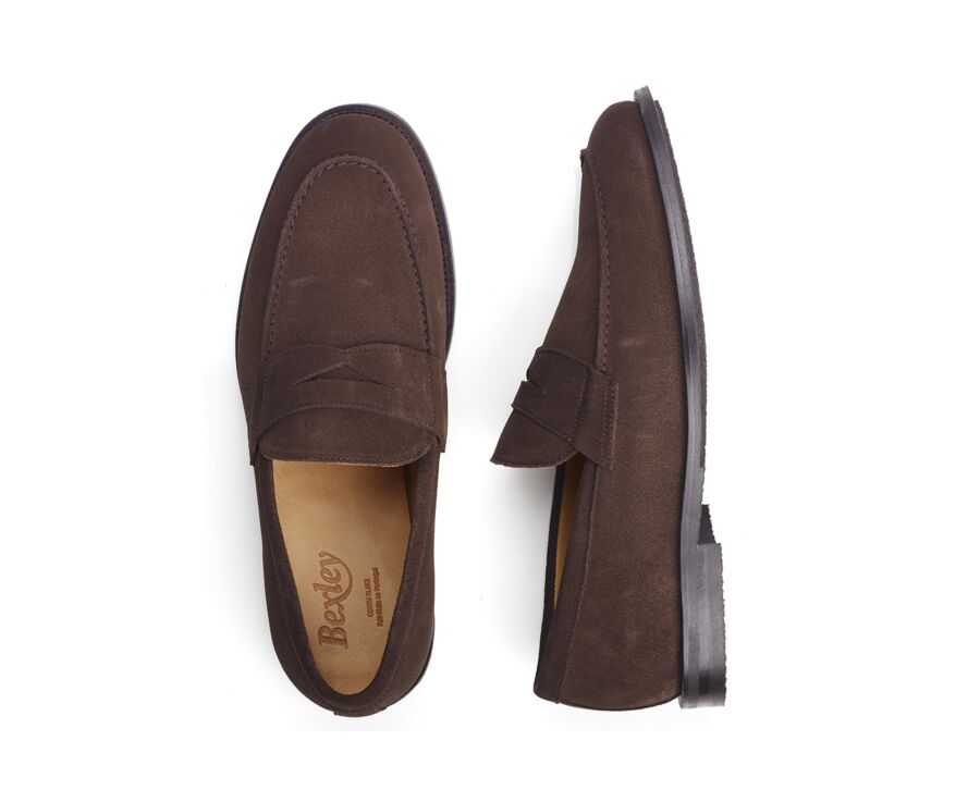 Brown suede men's loafers - DERYBROOK