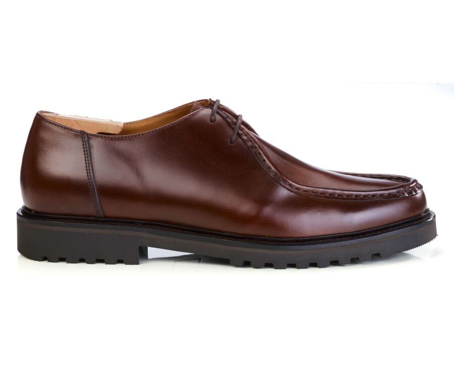 Men's chocolate leather derby rubber sole - COLNEY II GOMME