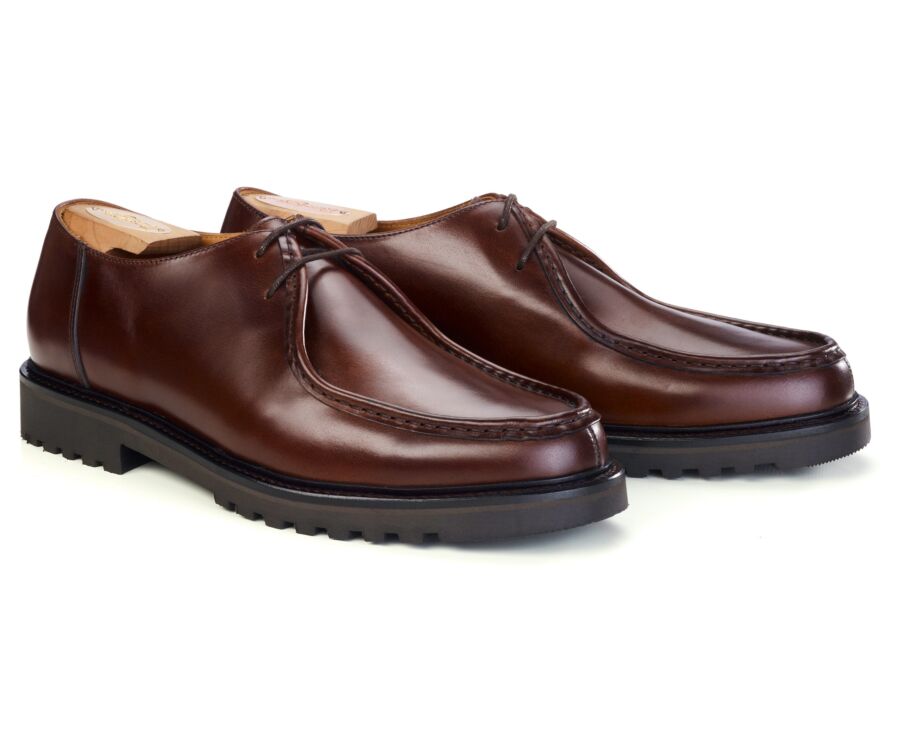 Men's chocolate leather derby rubber sole - COLNEY II GOMME