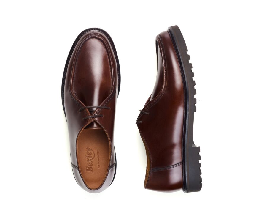 Men's chocolate leather derby rubber sole - COLNEY II GOMME