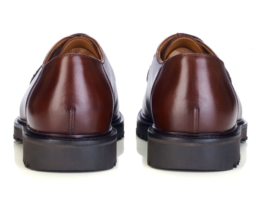 Men's chocolate leather derby rubber sole - COLNEY II GOMME