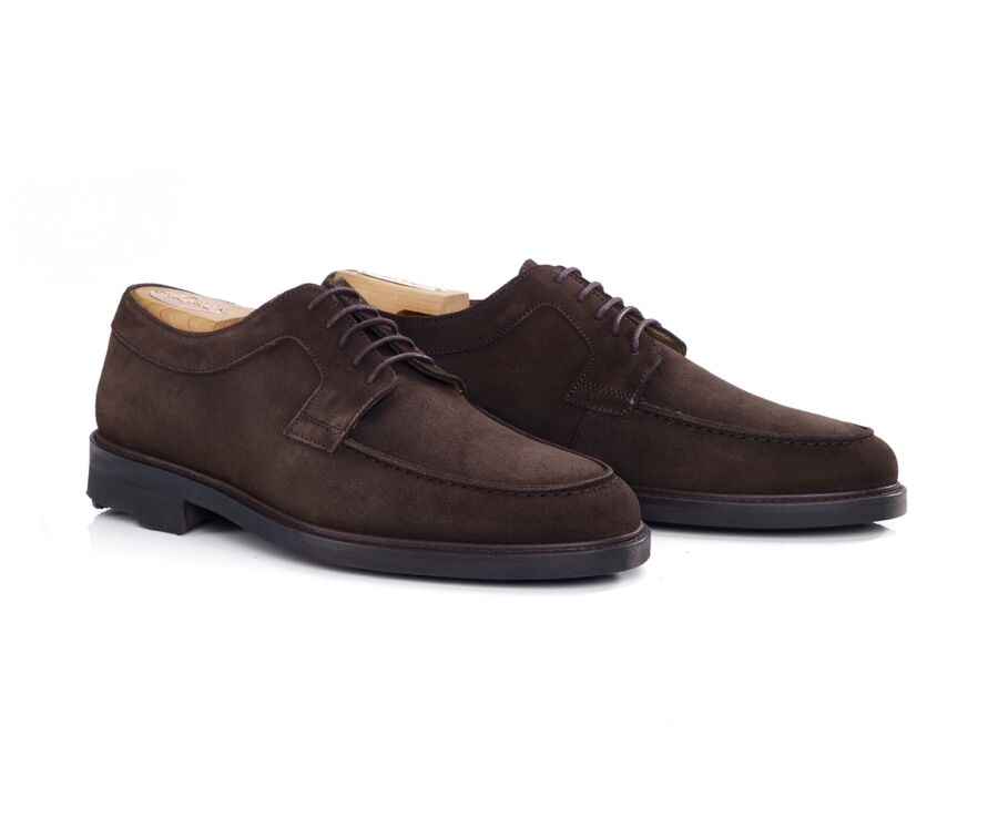 Bitter Chocolate Suede Derby Shoes - Rubber outsole - HUDSON II GOMME COUNTRY