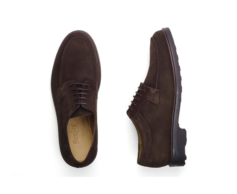Bitter Chocolate Suede Derby Shoes - Rubber outsole - HUDSON II GOMME COUNTRY