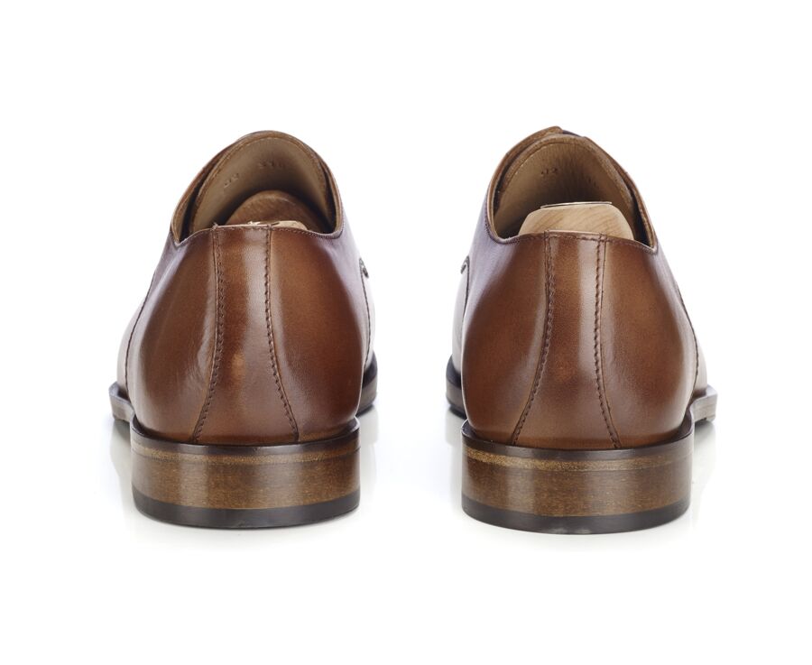 Men's Derbies Patina Cognac leather sole with rubber pad - MAYWELL PATIN