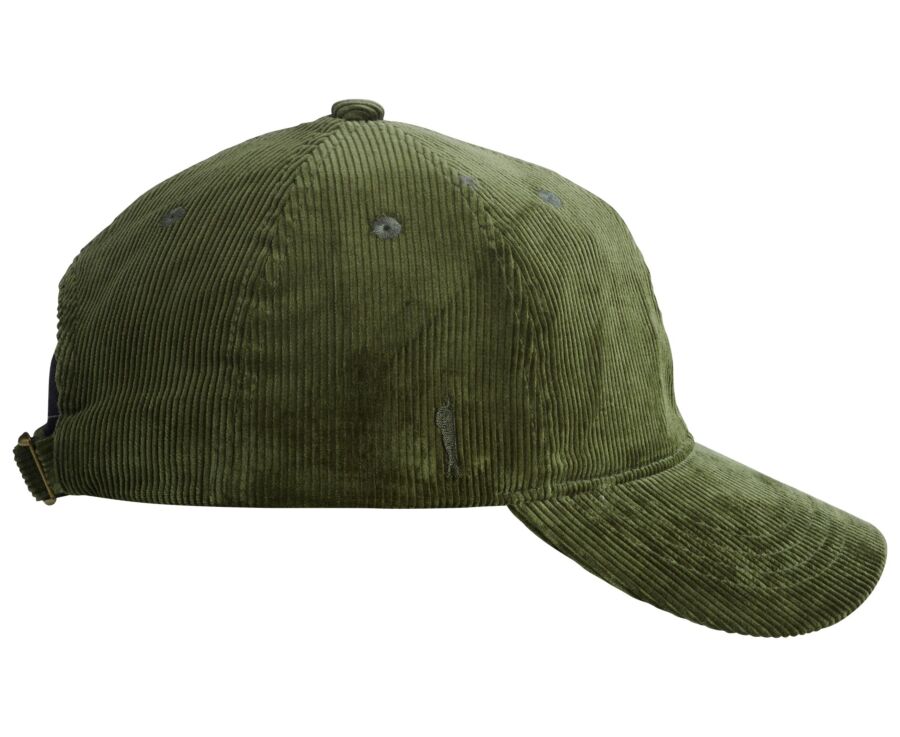 Men's flat cap in forest green cotton velvet - BRADWELL II