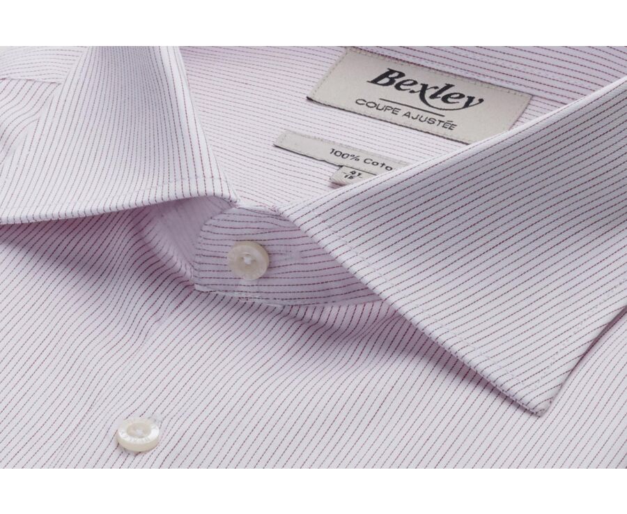 White & Red striped shirt - Italian collar - SANTINO