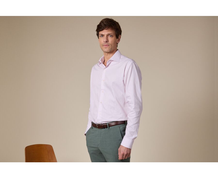 White & Red striped shirt - Italian collar - SANTINO